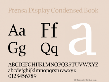 PrensaDisplay-CondensedBook Version 1.000 Font Sample