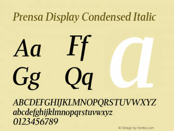 Prensa Display Condensed Italic Version 1.000图片样张