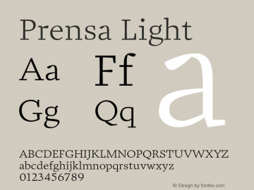 Prensa-Light Version 1.000 Font Sample