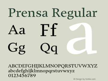 Prensa-Regular Version 1.000 Font Sample