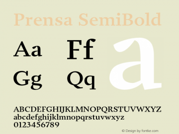 Prensa-SemiBold Version 1.000 Font Sample