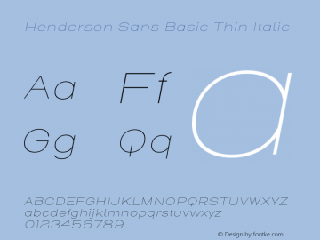 HendersonSansBasic-ThinItalic Version 1.000图片样张
