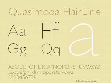 Quasimoda-HairLine Version 1.000;PS 001.000;hotconv 1.0.88;makeotf.lib2.5.64775 Font Sample