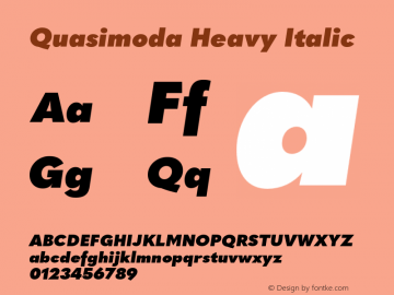 Quasimoda-HeavyItalic Version 1.000;PS 001.000;hotconv 1.0.88;makeotf.lib2.5.64775 Font Sample