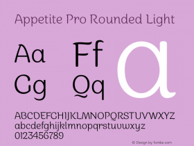 AppetiteProRounded-Light Version 1.000 Font Sample