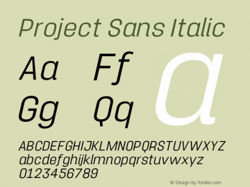 ProjectSans-LightItalic Version 1.000 | wf jerry Font Sample