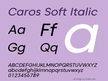 Caros Soft Italic Version 1.000 Font Sample