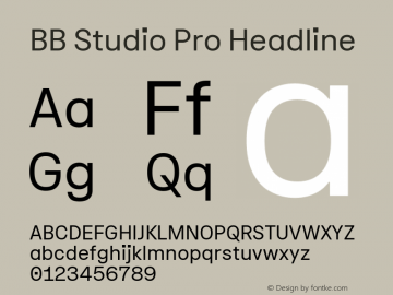 BB Studio Pro Headline Version 1.000 Font Sample