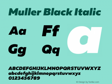 Muller Black Italic Version 1.000 Font Sample