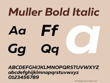 Muller Bold Italic Version 1.000 Font Sample