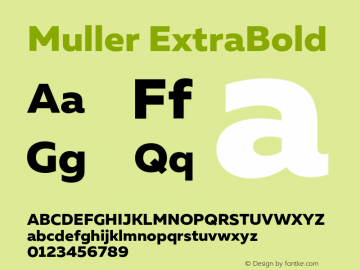 Muller ExtraBold Version 1.000;PS 001.000;hotconv 1.0.88;makeotf.lib2.5.64775 Font Sample