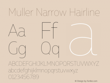 Muller Narrow Hairline Version 1.000;PS 001.000;hotconv 1.0.88;makeotf.lib2.5.64775 Font Sample