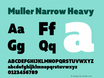 Muller Narrow Heavy Version 1.000;PS 001.000;hotconv 1.0.88;makeotf.lib2.5.64775 Font Sample