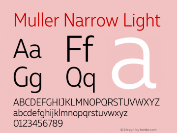 Muller Narrow Light Version 1.000;PS 001.000;hotconv 1.0.88;makeotf.lib2.5.64775 Font Sample