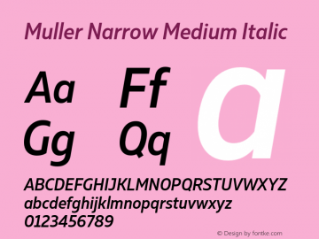 Muller Narrow Medium Italic Version 1.000;PS 001.000;hotconv 1.0.88;makeotf.lib2.5.64775 Font Sample