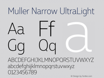 Muller Narrow UltraLight Version 1.000 Font Sample