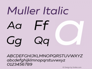 Muller Regular Italic Version 1.000 Font Sample