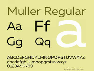 Muller Regular Version 1.000;PS 001.000;hotconv 1.0.88;makeotf.lib2.5.64775图片样张