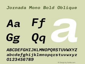 Jornada Mono Bold Oblique Version 1.000;PS 001.000;hotconv 1.0.88;makeotf.lib2.5.64775图片样张