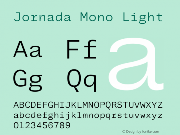 Jornada Mono Light Version 1.000;PS 001.000;hotconv 1.0.88;makeotf.lib2.5.64775图片样张
