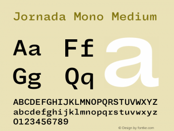 Jornada Mono Medium Version 1.000;PS 001.000;hotconv 1.0.88;makeotf.lib2.5.64775图片样张