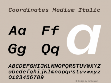 Coordinates-MediumItalic Version 1.000 Font Sample