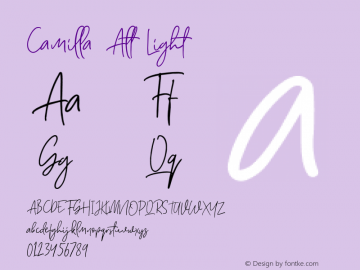 CamillaAlt-Light Version 1.000 Font Sample