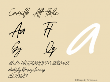 CamillaAlt-Italic Version 1.000 Font Sample