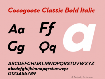 CocogooseClassic-BoldItalic Version 1.000 Font Sample