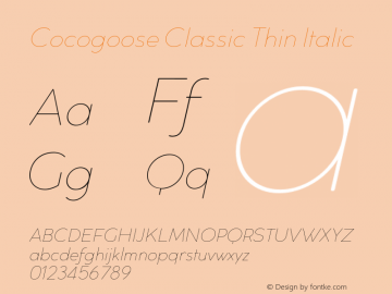 CocogooseClassic-ThinItalic Version 1.000 Font Sample