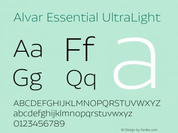 Alvar Essential UltraLight Version 1.000;PS 001.000;hotconv 1.0.88;makeotf.lib2.5.64775图片样张