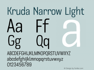 Kruda-NarrowLight Version 1.000;PS 001.000;hotconv 1.0.88;makeotf.lib2.5.64775图片样张