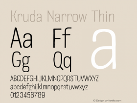 Kruda-NarrowThin Version 1.000;PS 001.000;hotconv 1.0.88;makeotf.lib2.5.64775图片样张