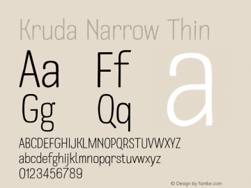 Kruda-NarrowThin Version 1.000;PS 001.000;hotconv 1.0.88;makeotf.lib2.5.64775 Font Sample