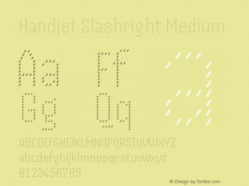 Handjet Slashright Medium Version 1.000; ttfautohint (v1.8) Font Sample