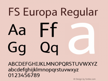 FS Europa Regular Version 1.000 Font Sample