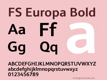 FS Europa Bold Version 1.000 Font Sample