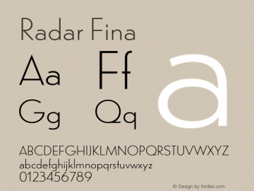 Radar Fina Version 1.000 Font Sample