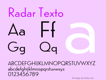 Radar Texto Version 1.000 Font Sample