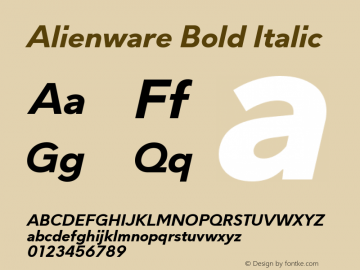 Alienware Bold Italic 1.00 Font Sample