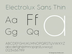 Electrolux Sans Thin Version 2.001 Font Sample