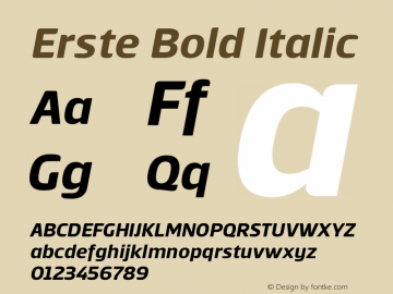 Erste-BoldItalic Version 1.000 Font Sample