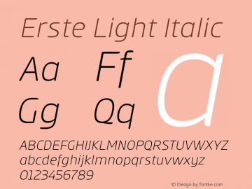 Erste-LightItalic Version 1.000 Font Sample