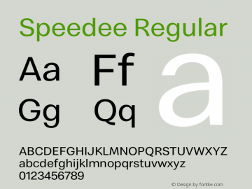 Speedee Regular Version 1.100 Font Sample