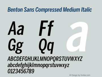 Benton Sans Compressed Medium Italic Version 2.0图片样张