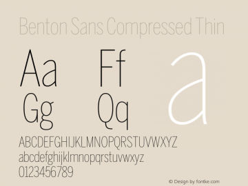 Benton Sans Compressed Thin Version 2.0 Font Sample