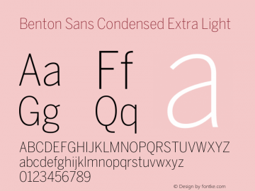 Benton Sans Condensed Extra Light Version 2.0 Font Sample