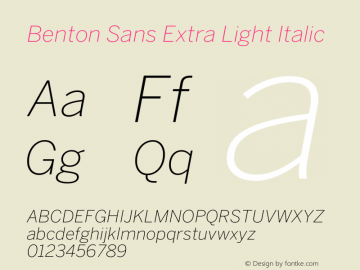 Benton Sans Extra Light Italic Version 2.0图片样张