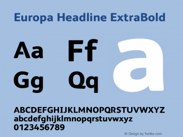 Europa Headline Extrabold Version 1.000 Font Sample