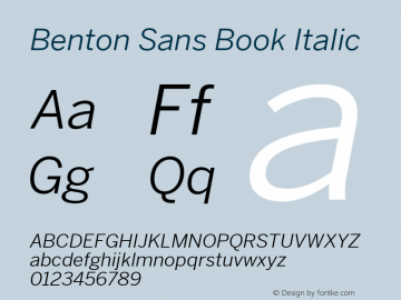 Benton Sans Book Italic Version 2.0图片样张